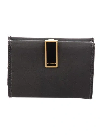 Pre-owned St John Satin Bifold Wallet In Black