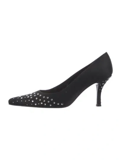 Pre-owned St John Satin Crystal Embellishments Pumps In Black