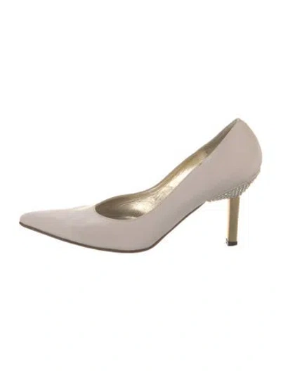 Pre-owned St John Satin Crystal Embellishments Pumps In Neutral
