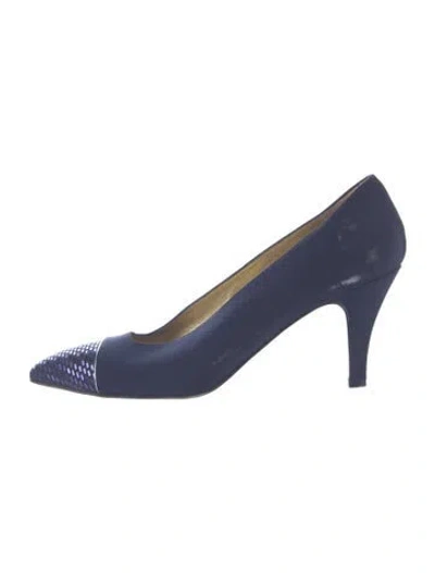 Pre-owned St John Satin Graphic Print Pumps In Blue