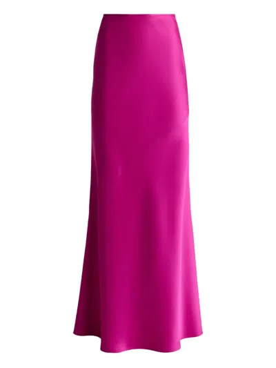 St John Satin Maxi Skirt In Pink