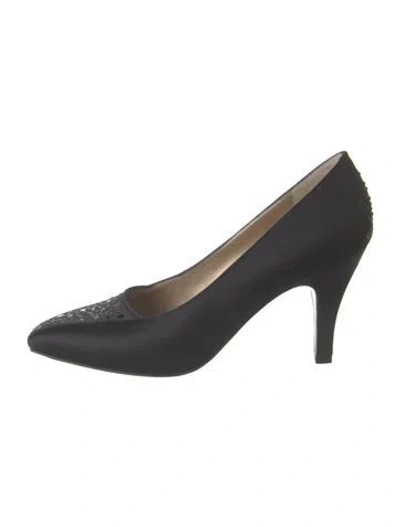 Pre-owned St John Satin Pumps In Black/gold