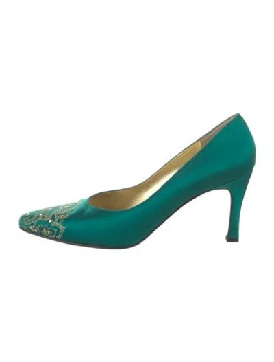 Pre-owned St John Satin Pumps In Green