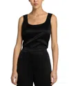St John Liquid Satin Round Neck Shell In Midn