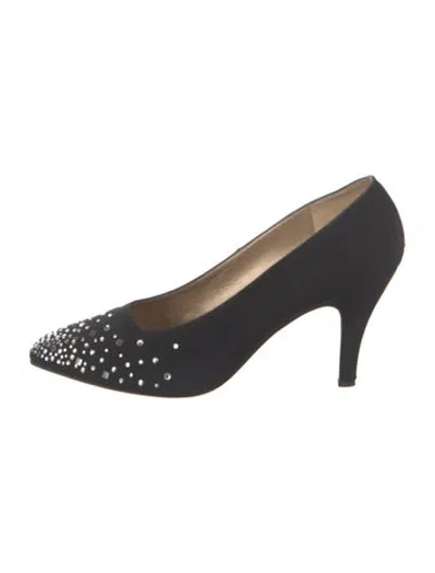Pre-owned St John Satin Sequin Embellishments Pumps In Black