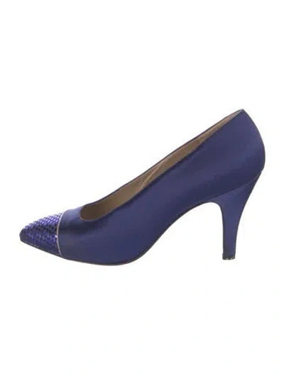 Pre-owned St John Satin Sequin Embellishments Pumps In Blue