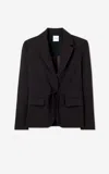 St John Satin Tie Waist Jacket In Mcha