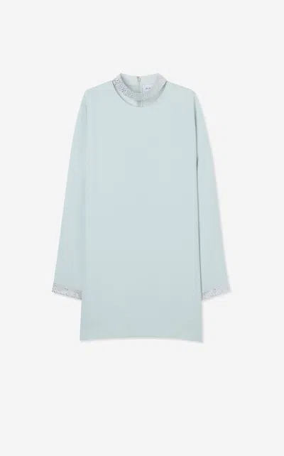St John Satin Trim Dress In Euys
