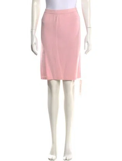 Pre-owned St John Scalloped Accent Knee-length Skirt In Pink