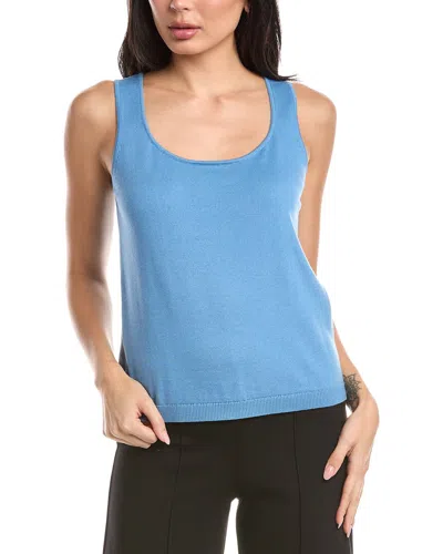St John Scoop Neck Cashmere-blend Tank Top In Blue