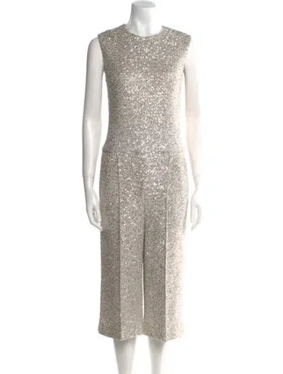 Pre-owned St John Scoop Neck Jumpsuit In Gray