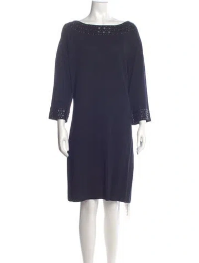 Pre-owned St John Scoop Neck Knee-length Dress In Blue