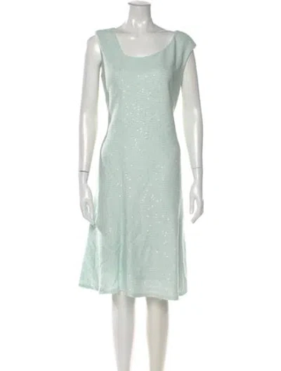 Pre-owned St John Scoop Neck Knee-length Dress In Blue