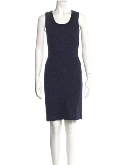 Pre-owned St John Scoop Neck Knee-length Dress In Blue