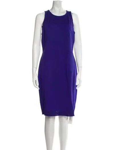 Pre-owned St John Scoop Neck Knee-length Dress In Blue