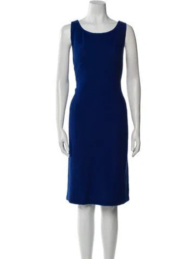 Pre-owned St John Scoop Neck Knee-length Dress In Blue