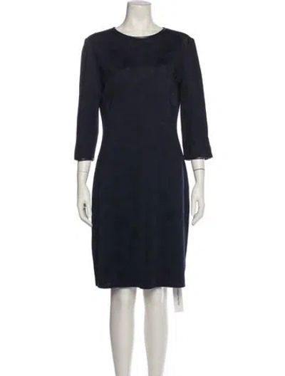 Pre-owned St John Scoop Neck Knee-length Dress In Blue