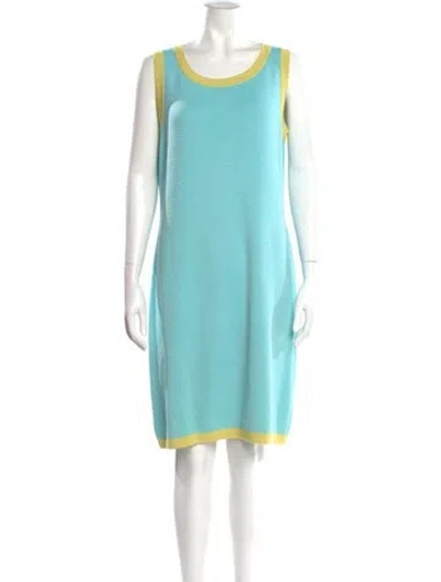Pre-owned St John Scoop Neck Knee-length Dress In Blue
