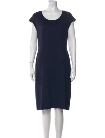 Pre-owned St John Scoop Neck Knee-length Dress In Blue