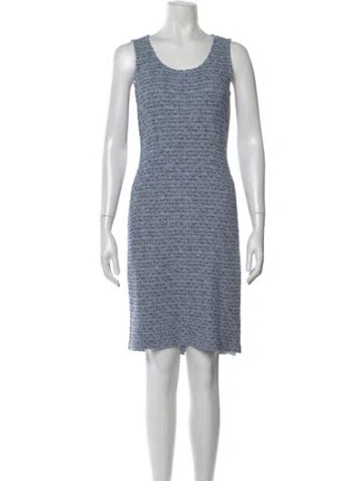 Pre-owned St John Scoop Neck Knee-length Dress In Blue