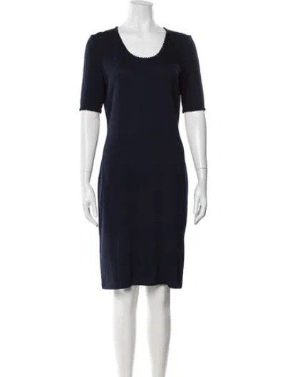 Pre-owned St John Scoop Neck Knee-length Dress In Blue
