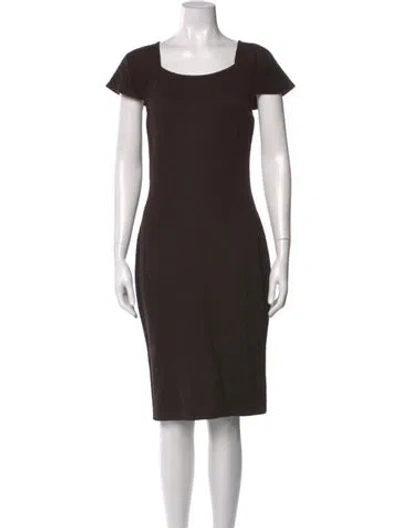 Pre-owned St John Scoop Neck Knee-length Dress In Brown