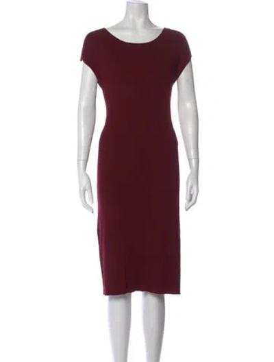 Pre-owned St John Scoop Neck Knee-length Dress In Burgundy