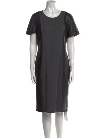 Pre-owned St John Scoop Neck Knee-length Dress In Gray