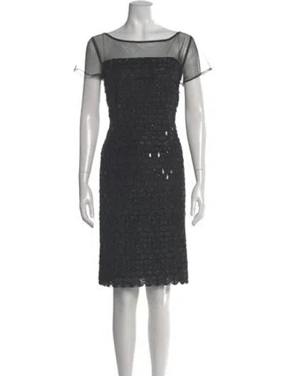 Pre-owned St John Scoop Neck Knee-length Dress In Gray