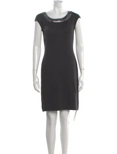 Pre-owned St John Scoop Neck Knee-length Dress In Gray
