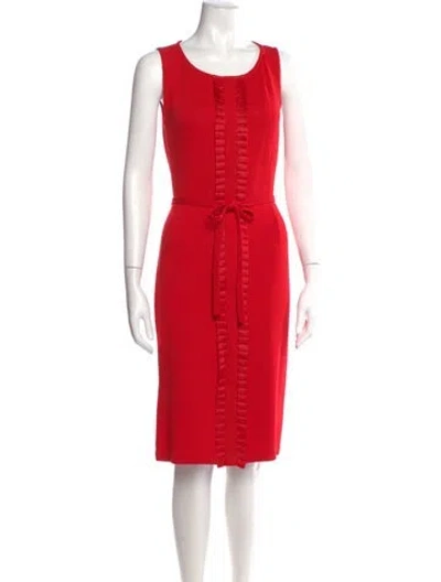 Pre-owned St John Scoop Neck Knee-length Dress In Orange