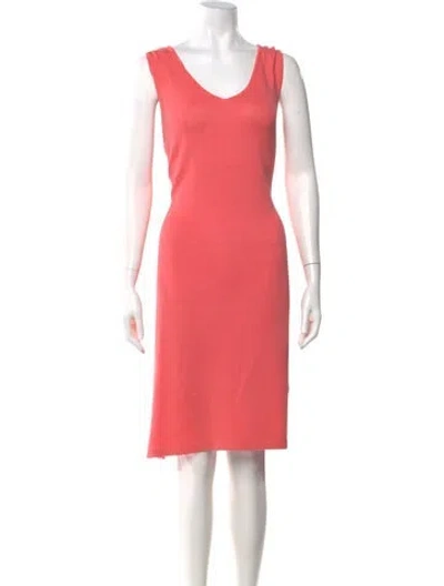 Pre-owned St John Scoop Neck Knee-length Dress In Pink