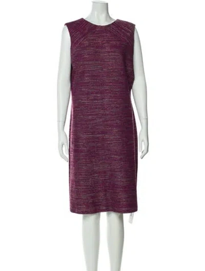 Pre-owned St John Scoop Neck Knee-length Dress In Purple