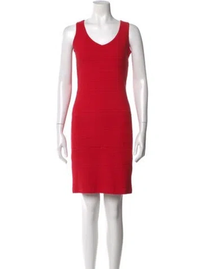 Pre-owned St John Scoop Neck Knee-length Dress In Red
