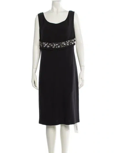 Pre-owned St John Scoop Neck Knee-length Dress W/ Tags In Black