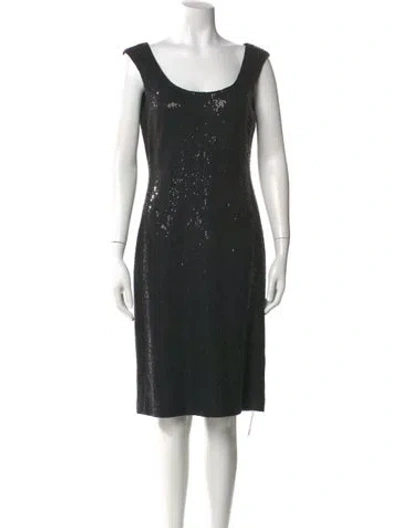 Pre-owned St John Scoop Neck Knee-length Dress W/ Tags In Black