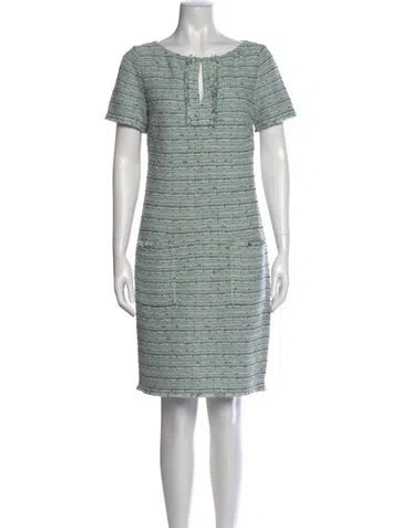 Pre-owned St John Scoop Neck Knee-length Dress W/ Tags In Blue