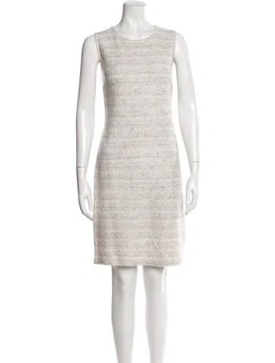 Pre-owned St John Scoop Neck Knee-length Dress In White