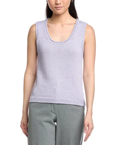 St John Scoop Neck Knit Tank In Blue