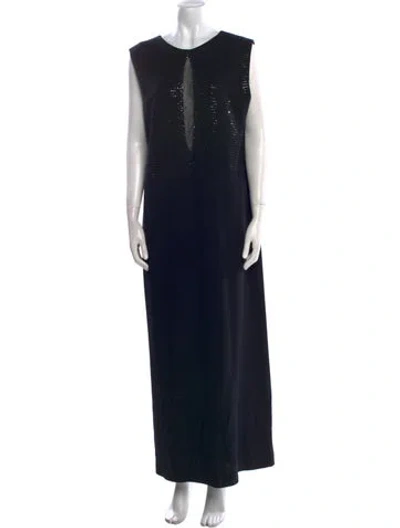 Pre-owned St John Scoop Neck Long Dress In Black