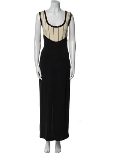 Pre-owned St John Scoop Neck Long Dress In Black