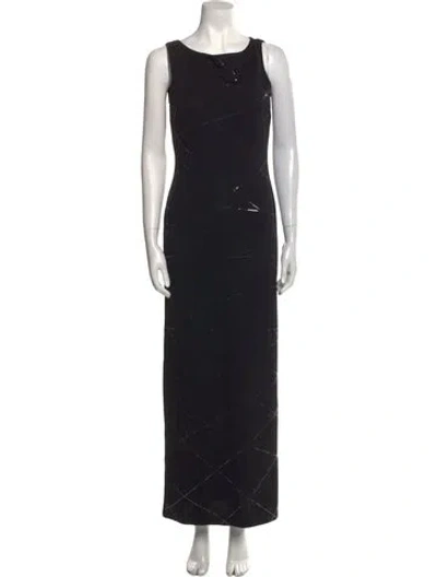 Pre-owned St John Scoop Neck Long Dress In Black