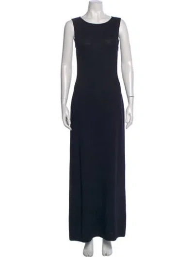Pre-owned St John Scoop Neck Long Dress In Black