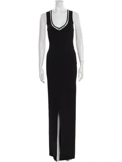 Pre-owned St John Scoop Neck Long Dress In Black