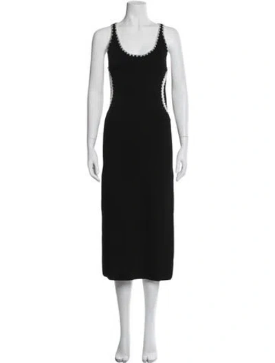Pre-owned St John Scoop Neck Long Dress In Black
