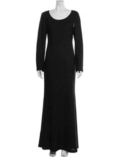 Pre-owned St John Scoop Neck Long Dress In Black