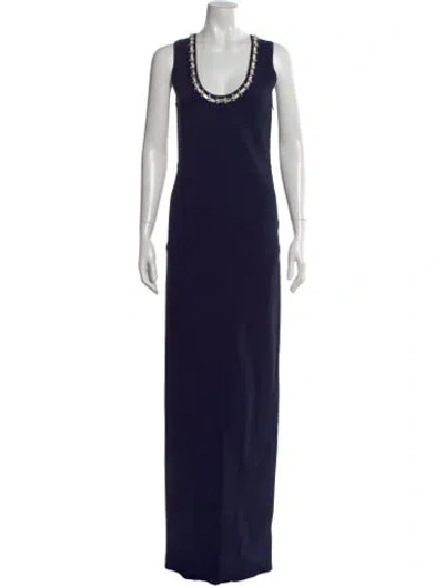 Pre-owned St John Scoop Neck Long Dress In Blue