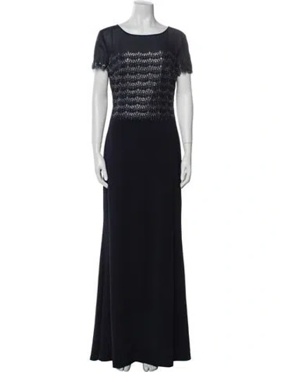 Pre-owned St John Scoop Neck Long Dress In Blue