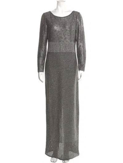 Pre-owned St John Scoop Neck Long Dress In Gray