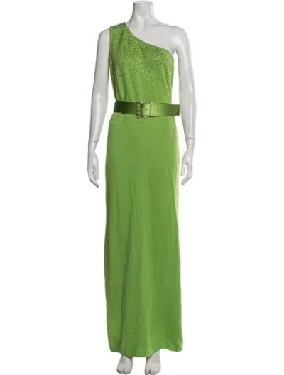 Pre-owned St John Scoop Neck Long Dress In Green